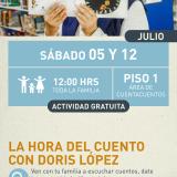 Cartel informativo mostrando a la cuenta cuentos Doris López