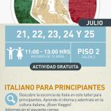 Cartel informativo mostrando un ademan italiano como logo de la bandera italiana