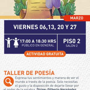 Cartel informativo mostrando un dibujo colorido de un persona, escribiendo en un papel gigante