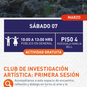 Cartel informativo mostrando un hombre caminando entre lo que parecen ser piedras