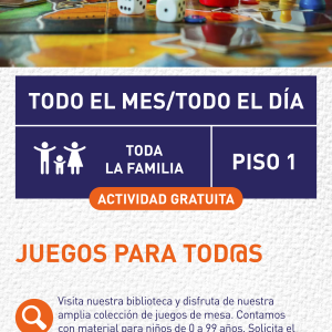 Cartel informativo mostrando varias figuras de juegos de mesa