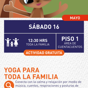 Cartel informativo mostrando el dibujo de una ardilla, personaje de un cuento infantil