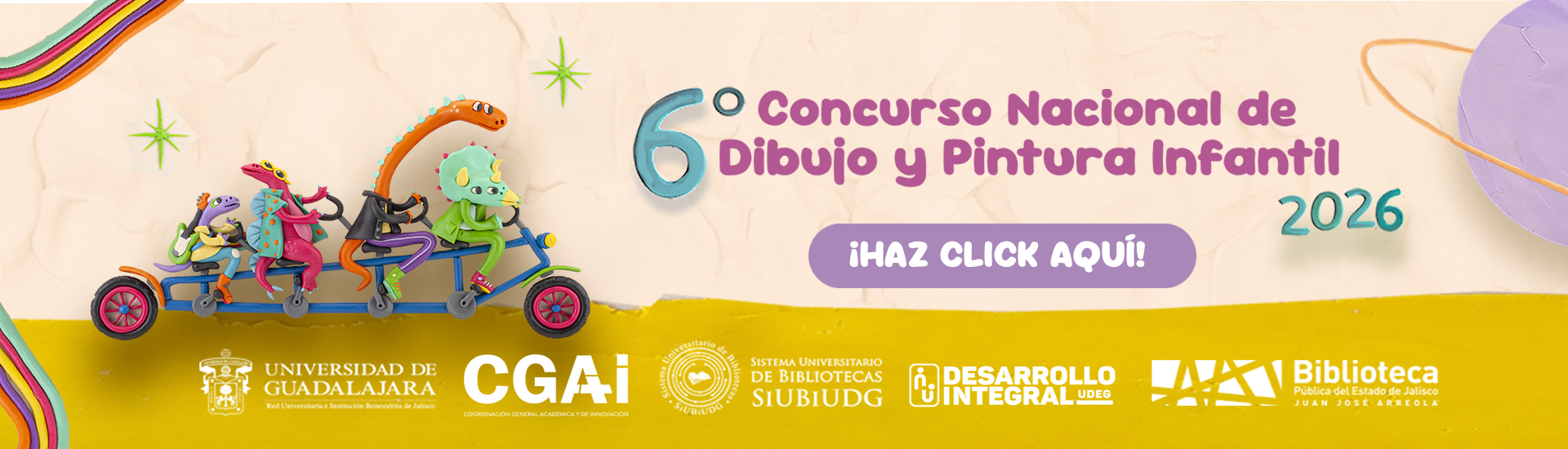 cartel informativo mostrando dinosaurios de plastilina en una bicicleta