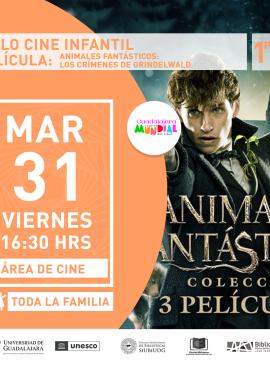 cartel informativo mostrando la portada de la película Animales Fantásticos: Los crímenes de Grindelwald  