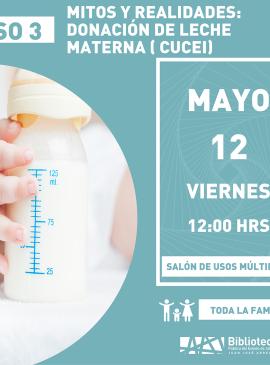 Cartel informativo mostrando un biberón con leche 