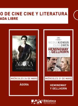 Cartel informativo mostrando portadas de varias películas 