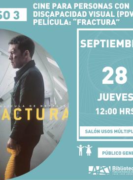 cartel informativo mostrando la portada de la película fractura