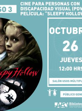 cartel informativo mostrando la portada de la pelicula sleepy hollow