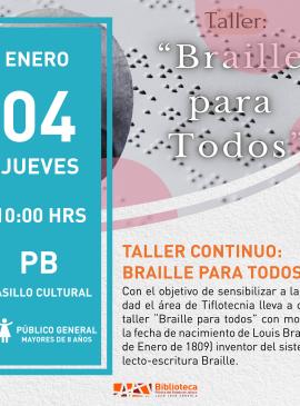 Cartel informativo mostrando la escritura de braille