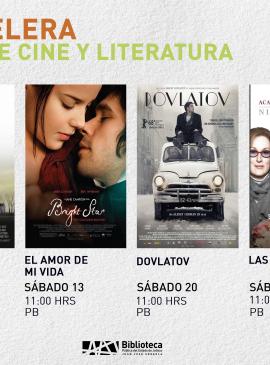 Cartel informativo mostrando portadas de varias películas 