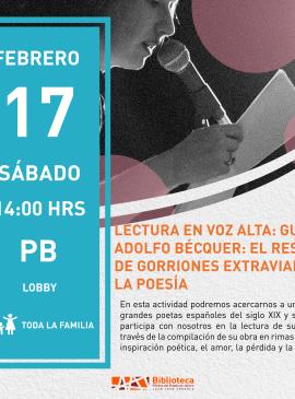 cartel informativo mostrando a una mujer hablando por el micrófono 