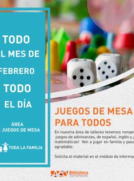 cartel informativo mostrando varios juegos de mesa