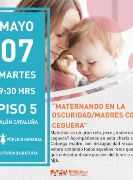 cartel informativo mostrando a una madre con su bebé