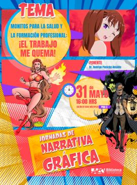 cartel informativo mostrando comics y superheroes