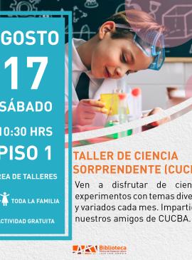 cartel informativo mostrando a un niño con una bata y un jarrón de cristal