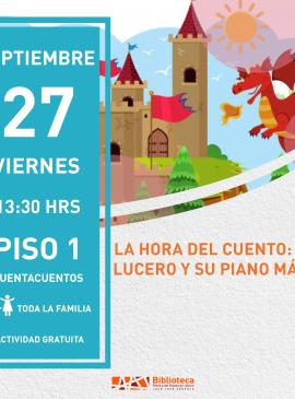 cartel informativo mostrando un castillo y un dragón en dibujo