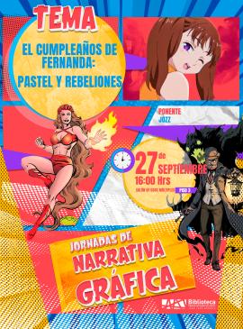 cartel informativo mostrando dibujos estilo anime y comics