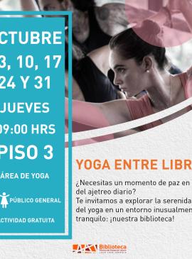 cartel informativo mostrando a una persona haciendo yoga