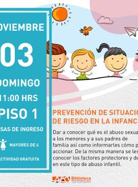 cartel informativo mostrando a varios niños en dibujo