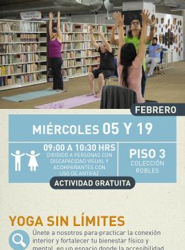 cartel informativo mostrando varias personas con antifaz haciendo yoga