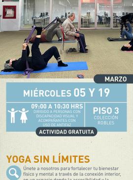 cartel informativo mostrando a varias personas haciendo yoga