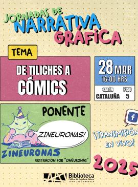 cartel informativo mostrando información del evento en forma de comic