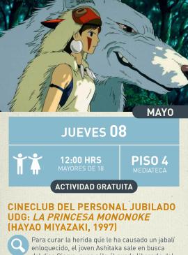 cartel informativo mostrando a una niña y un lobo en dibujo