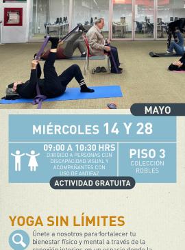 cartel informativo mostrando a personas haciendo yoga