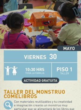 cartel informativo mostrando a dos niños con una caja 