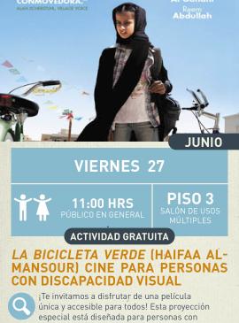 Cartel informativo mostrando a una niña cubierta con varias prendas mientras tiene un cielo despejado de fondo