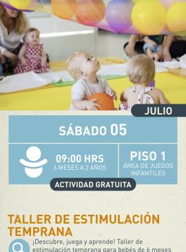 Cartel informativo mostrando a varios niños de 1 a 2 años estando en una guarderia