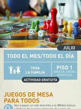 Cartel informativo mostrando muchos articulos de juegos de mesa, como lo son piezas de ajedrez, dados, segunderos de arena