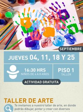 Cartel informativo mostrando una pintura con multiples manos coloridas