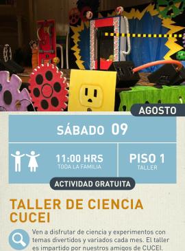 Cartel informativo mostrando varias manualidades de varios colores que hacen alusión a engranes, electricidad y tecnologia