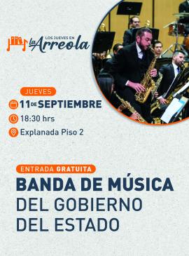 Cartel informativo mostrando a un grupo de musicos tocando sus respectivos instrumentos.