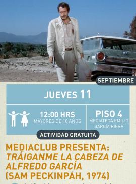 Cartel informativo mostrando a un personaje masculino que va de traje de la pelicula 