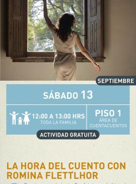 Cartel informativo mostrando a una mujer de espaldas posiblemente disfutando de la brisa de una ventana abierta 