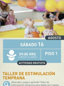 Cartel informativo mostrando a un grupo de bebes en lo que parece ser una guarderia