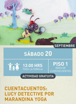Cartel informativo mostrando al personaje de Lucy la detective