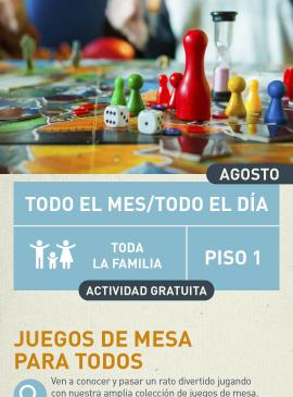 Cartel informativo mostrando varios juegos de mesa