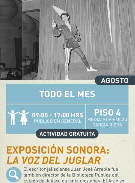 Cartel informativo mostrando a un actor caracterizado de algun personaje medieval, portando sus tipicas mallas y zapatos puntiagudos 