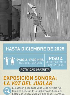 Cartel informativo mostrando a un actor caracterizado de algun personaje medieval, portando sus tipicas mallas y zapatos puntiagudos 