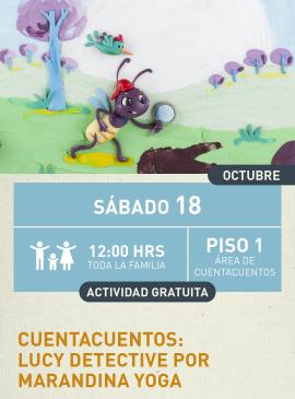 Cartel informativo mostrando al personaje de Lucy la detective