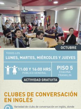 Cartel informativo mostrando a un grupo de personas en sentados en una junta 