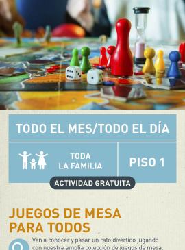 Cartel informativo mostrando varios juegos de mesa