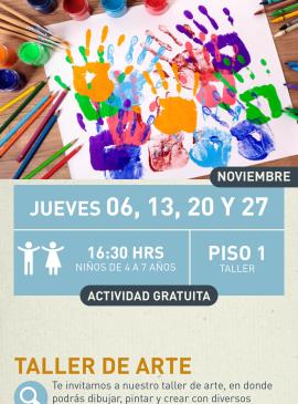 Cartel informativo mostrando una pintura con multiples manos coloridas