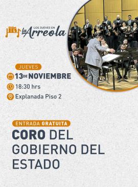 Cartel informativo mostrando a un grupo de personas formando un coro