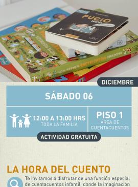 Cartel informativo mostrando una pila de libros