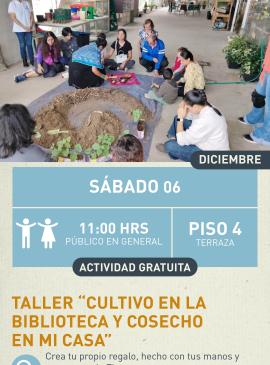 Cartel informativo mostrando varias personas haciendo cultivos