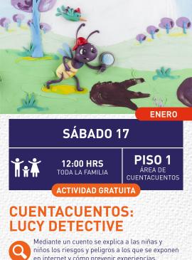 Cartel informativo mostrando hecha en plastilina a la protagonista hormiga de un cuneto infantil